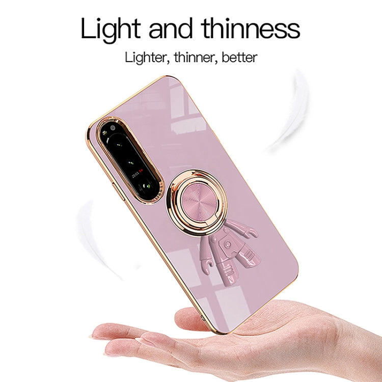 For Sony Xperia 1 IV 6D Plating Astronaut Ring Kickstand Phone Case