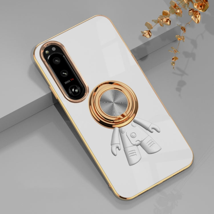 For Sony Xperia 10 IV 6D Plating Astronaut Ring Kickstand Phone Case