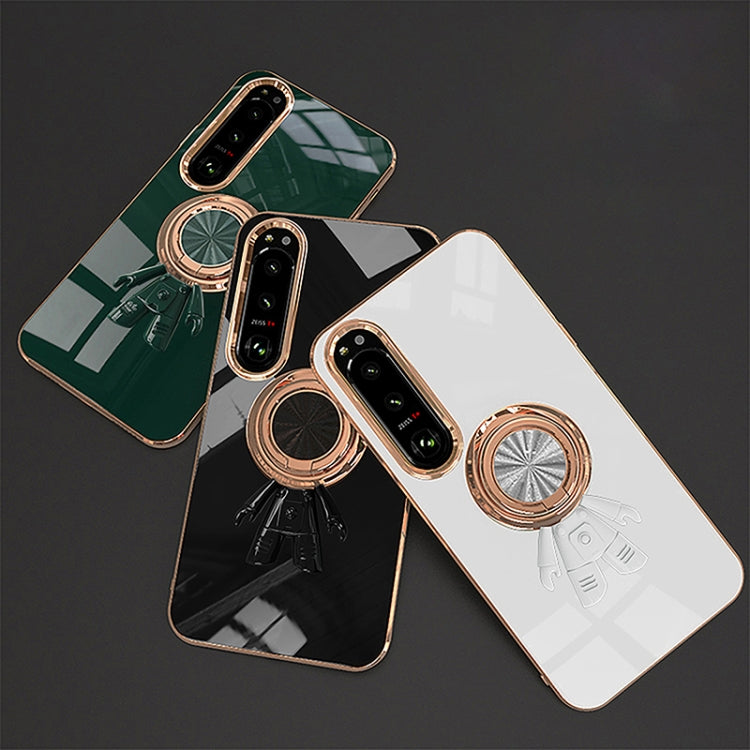 For Sony Xperia 10 IV 6D Plating Astronaut Ring Kickstand Phone Case