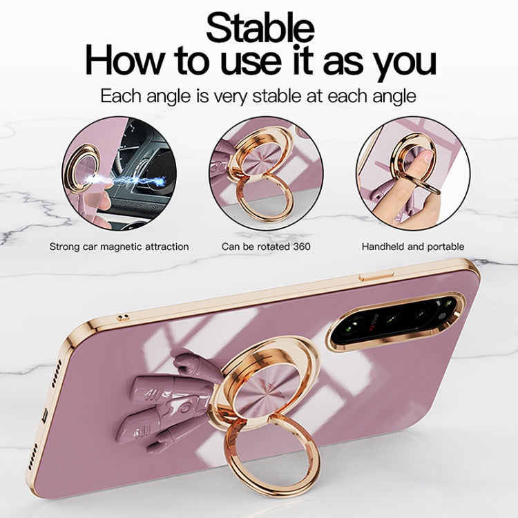 For Sony Xperia 10 IV 6D Plating Astronaut Ring Kickstand Phone Case