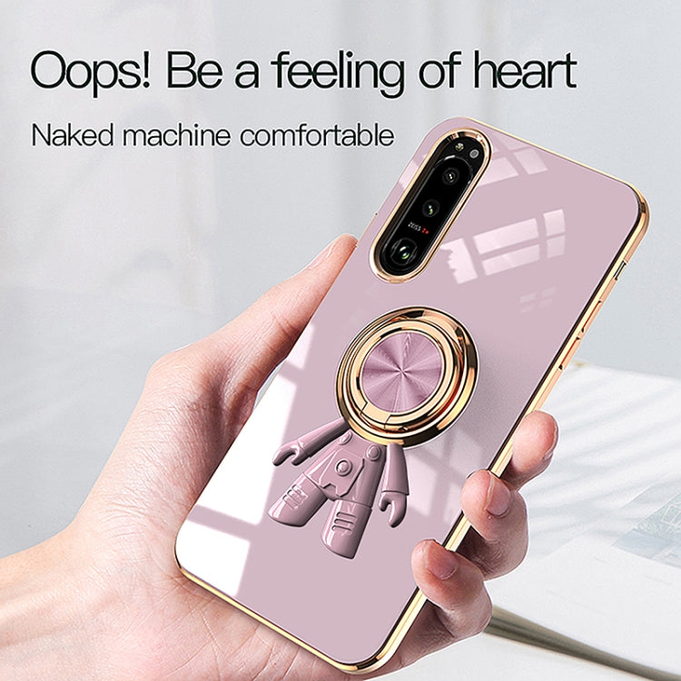For Sony Xperia 10 IV 6D Plating Astronaut Ring Kickstand Phone Case