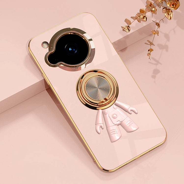For Sharp Aquos R7 6D Plating Astronaut Ring Kickstand Phone Case