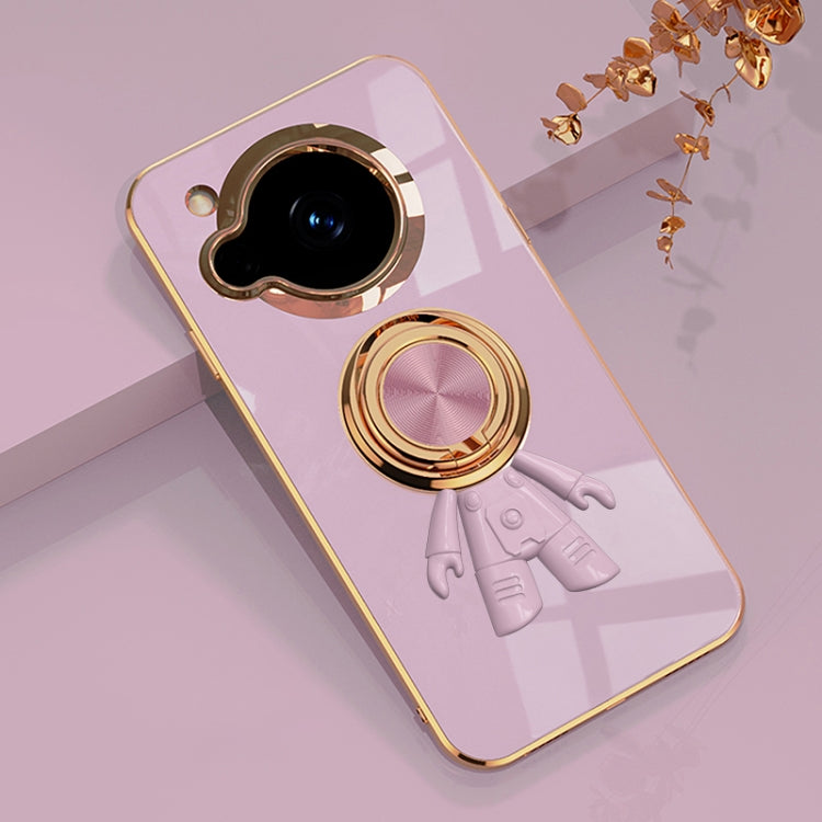 For Sharp Aquos R7 6D Plating Astronaut Ring Kickstand Phone Case