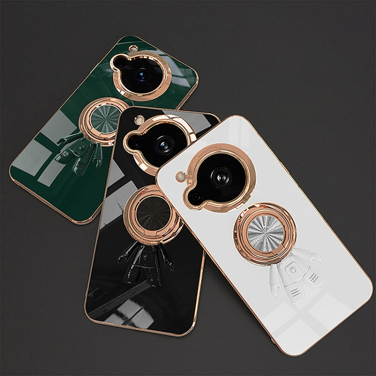 For Sharp Aquos R7 6D Plating Astronaut Ring Kickstand Phone Case