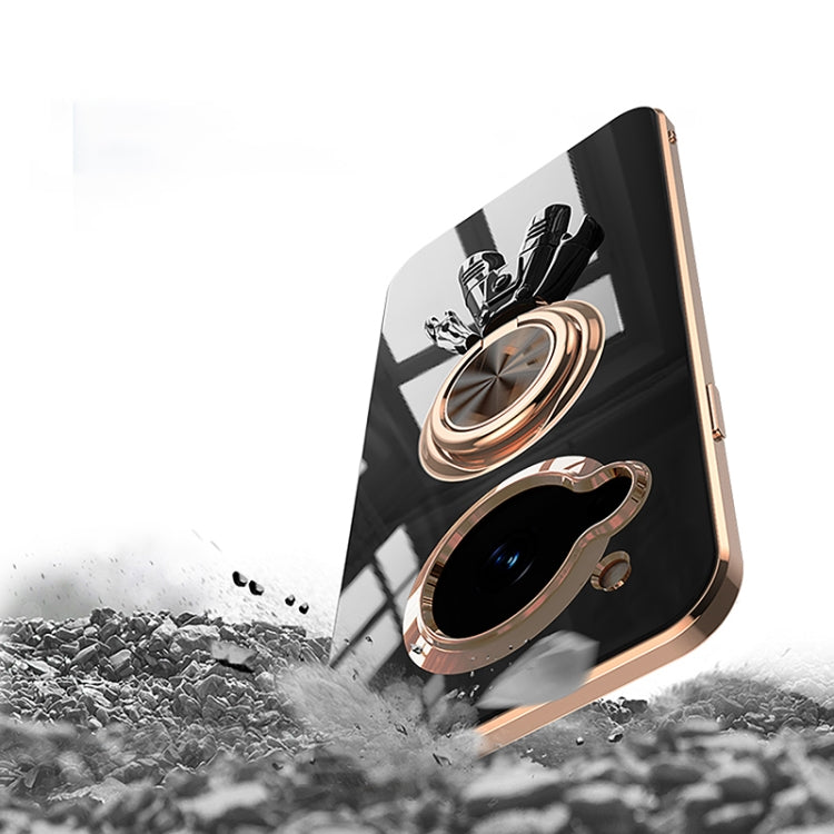 For Sharp Aquos R7 6D Plating Astronaut Ring Kickstand Phone Case