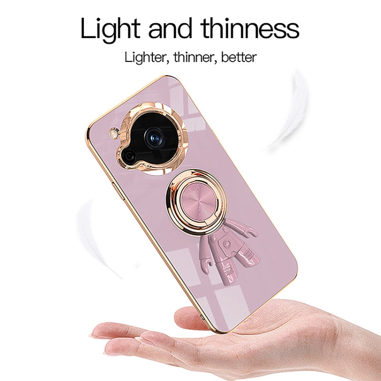 For Sharp Aquos R7 6D Plating Astronaut Ring Kickstand Phone Case