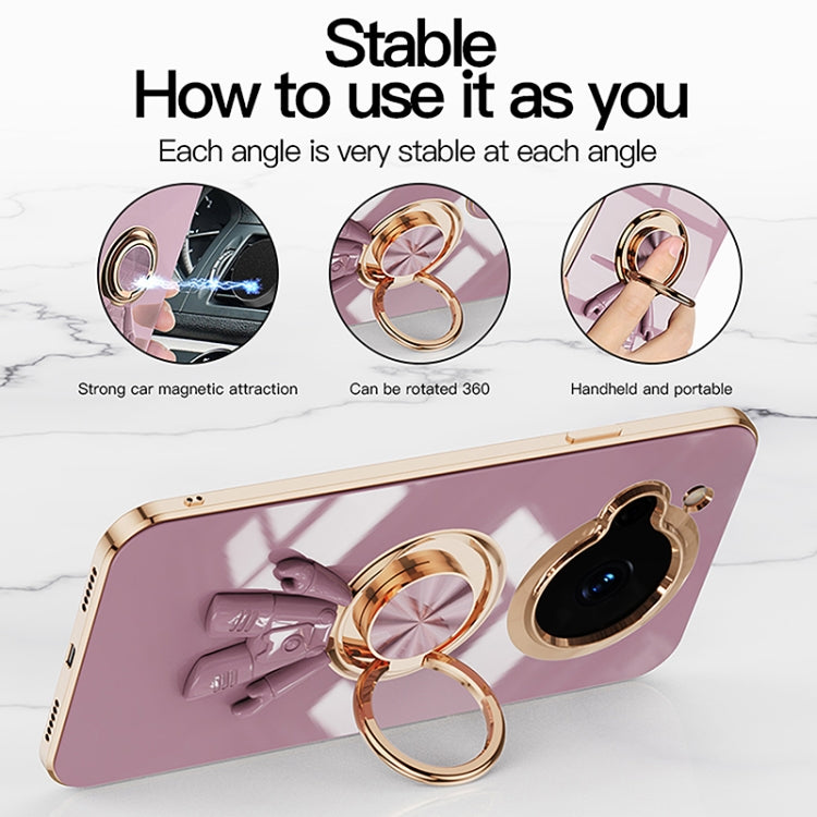 For Sharp Aquos R7 6D Plating Astronaut Ring Kickstand Phone Case