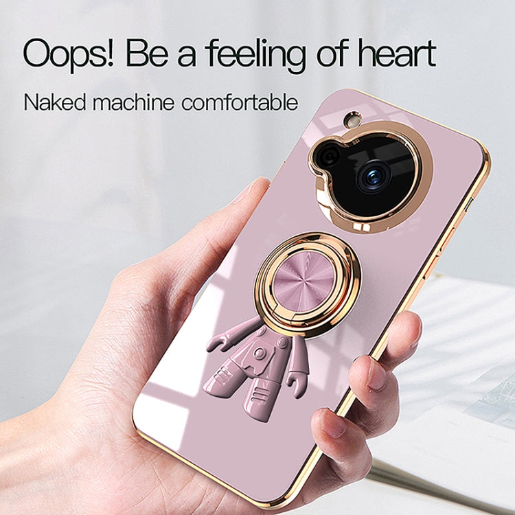 For Sharp Aquos R7 6D Plating Astronaut Ring Kickstand Phone Case