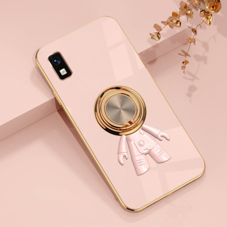 For Sharp Aquos Wish 6D Plating Astronaut Ring Kickstand Phone Case