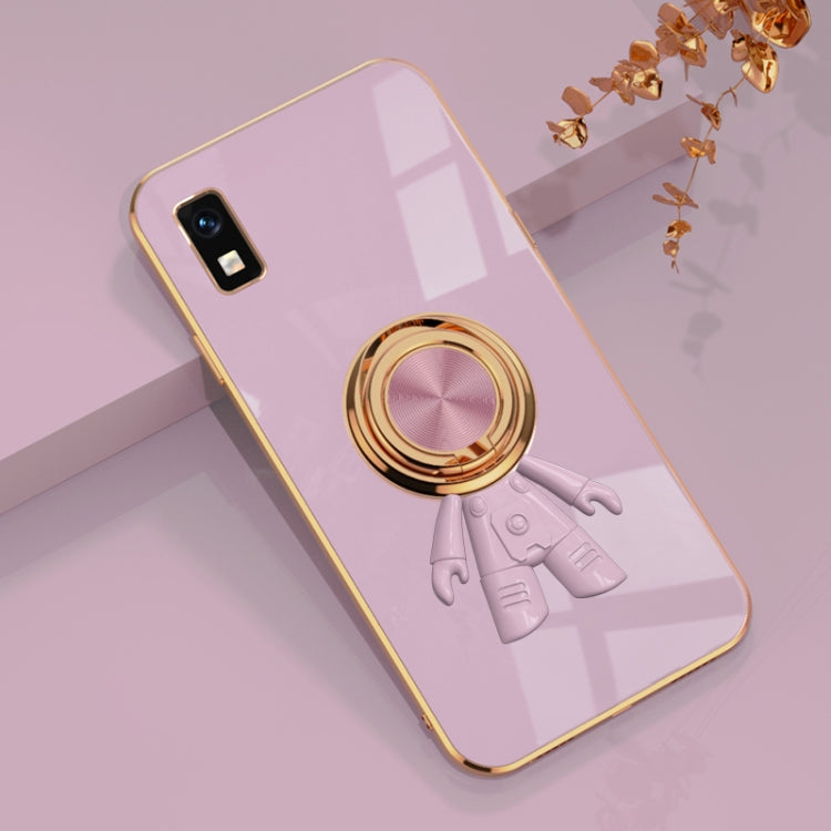 For Sharp Aquos Wish 6D Plating Astronaut Ring Kickstand Phone Case