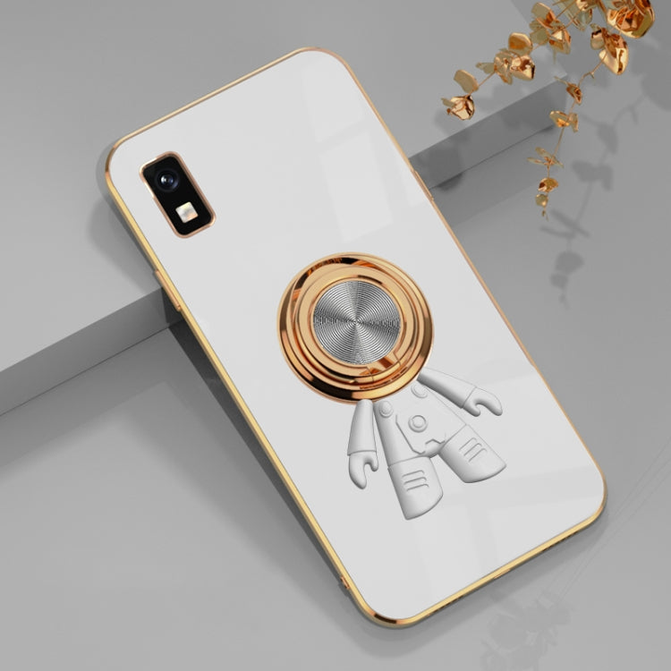 For Sharp Aquos Wish 6D Plating Astronaut Ring Kickstand Phone Case