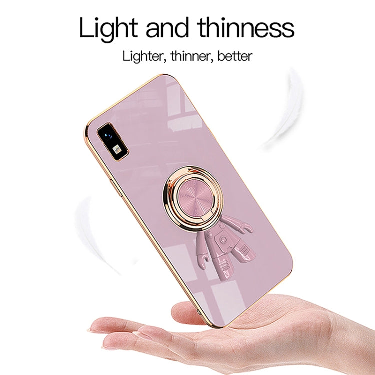 For Sharp Aquos Wish 6D Plating Astronaut Ring Kickstand Phone Case