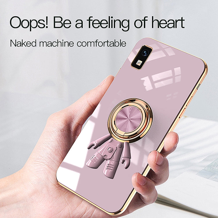 For Sharp Aquos Wish 6D Plating Astronaut Ring Kickstand Phone Case