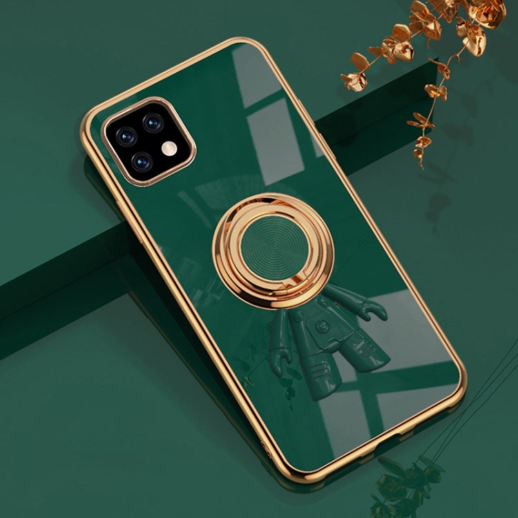 For Sharp Aquos Sense 6 6D Plating Astronaut Ring Kickstand Phone Case