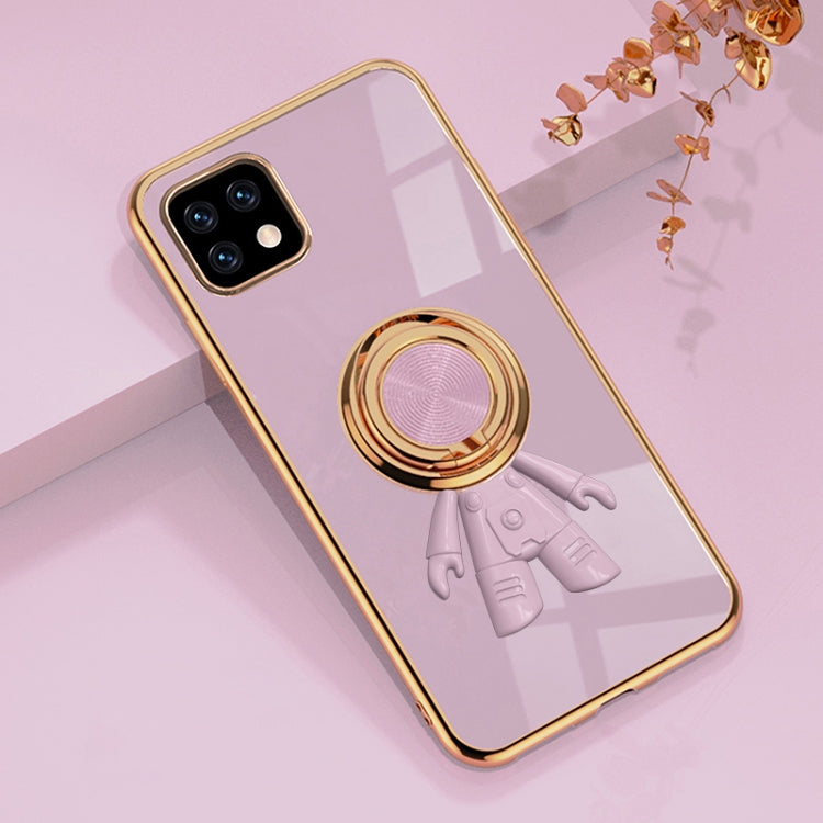 For Sharp Aquos Sense 6 6D Plating Astronaut Ring Kickstand Phone Case