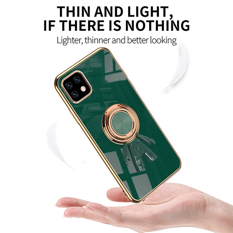 For Sharp Aquos Sense 6 6D Plating Astronaut Ring Kickstand Phone Case