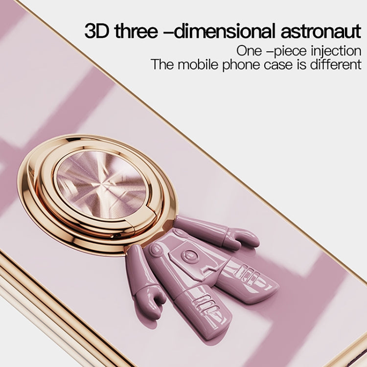 For Sharp Aquos Sense 6 6D Plating Astronaut Ring Kickstand Phone Case