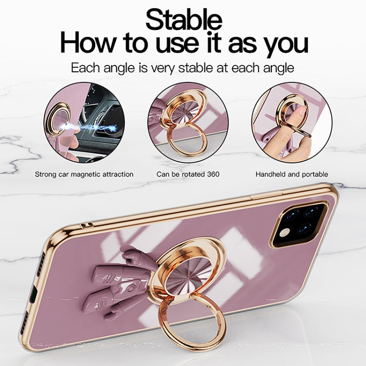 For Sharp Aquos Sense 6 6D Plating Astronaut Ring Kickstand Phone Case