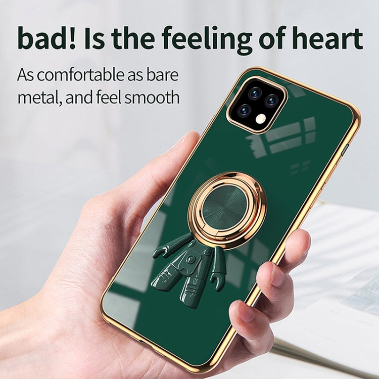 For Sharp Aquos Sense 6 6D Plating Astronaut Ring Kickstand Phone Case