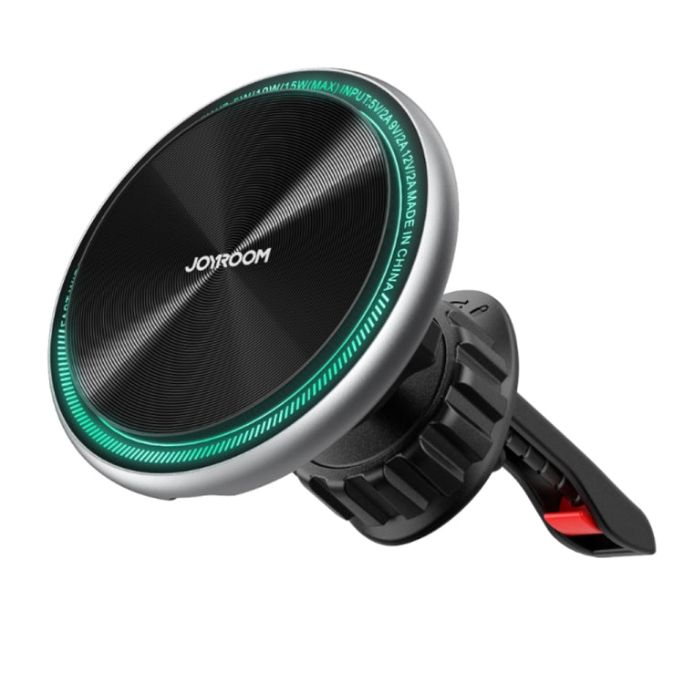 JOYROOM JR-ZS290 15W Magnetic Wireless Charger Air Vent Car Holder with LED Letter Ring(Silver)