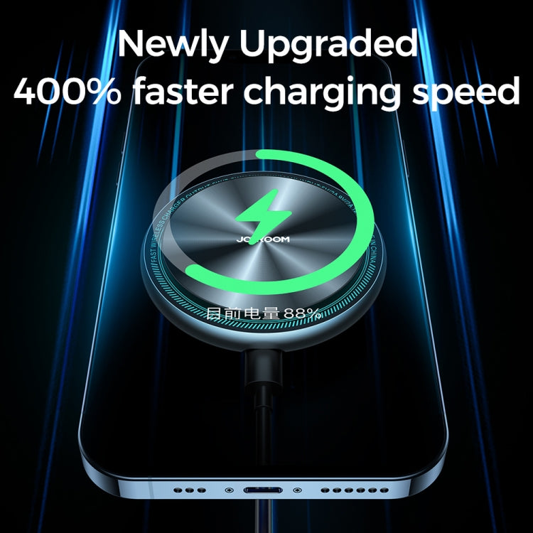 JOYROOM JR-ZS290 15W Magnetic Wireless Charger Dashboard Car Holder with LED Letter Ring(Silver)