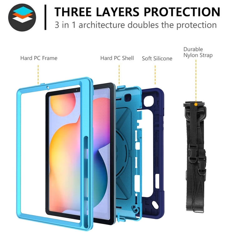 For Samsung Galaxy Tab S6 Lite P610 Contrast Color Robot Silicone + PC Tablet Case
