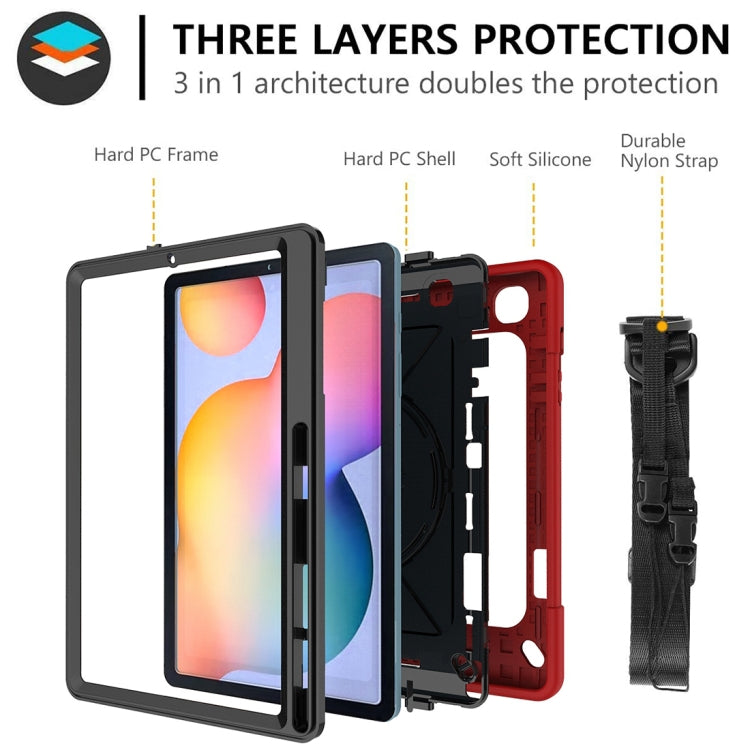 For Samsung Galaxy Tab S6 Lite P610 Contrast Color Robot Silicone + PC Tablet Case