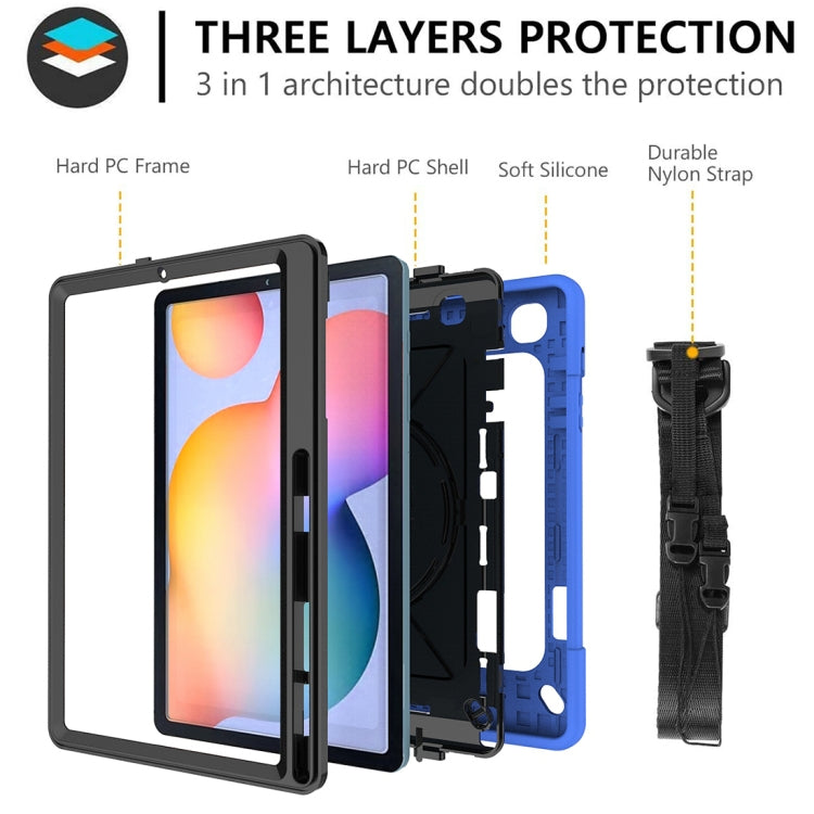 For Samsung Galaxy Tab S6 Lite P610 Contrast Color Robot Silicone + PC Tablet Case