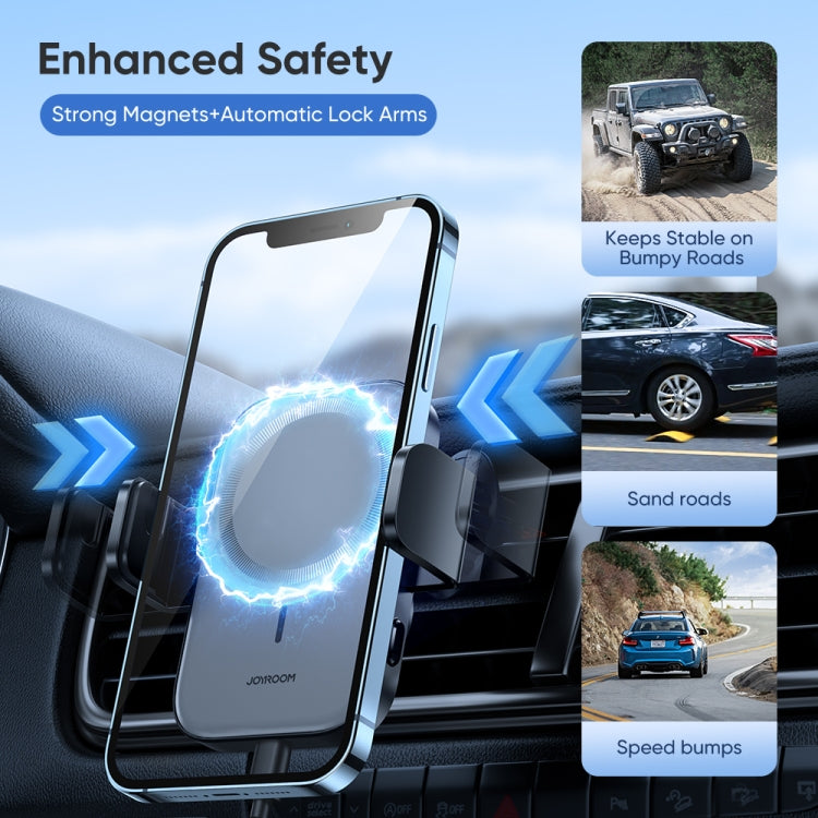JOYROOM JR-ZS295 15W Mechanical Magnetic Wireless Charger Air Vent Car Holder(Black)