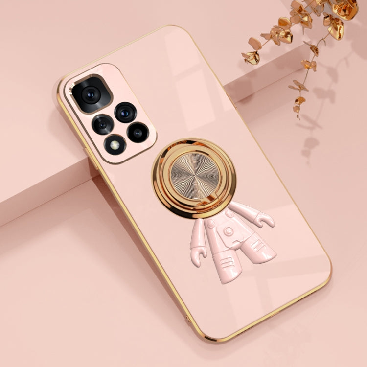For Xiaomi Redmi Note 11 5G 6D Plating Astronaut Ring Kickstand Phone Case