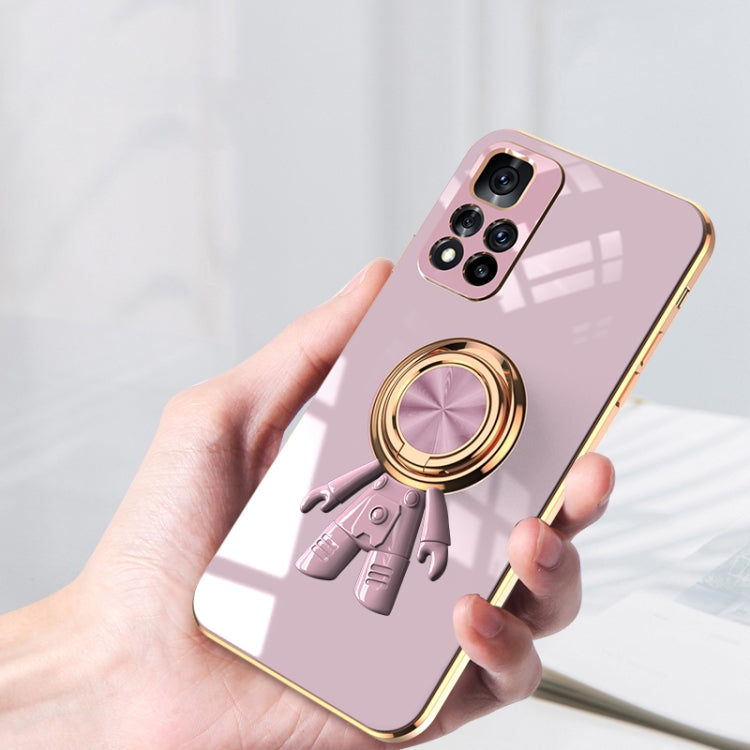 For Xiaomi Redmi Note 11E 6D Plating Astronaut Ring Kickstand Phone Case
