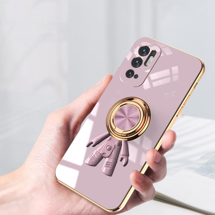 For Xiaomi Redmi Note 10 4G 6D Plating Astronaut Ring Kickstand Phone Case