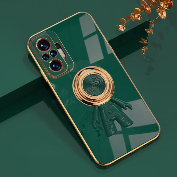 For Xiaomi Redmi Note 10 Pro 4G 6D Plating Astronaut Ring Kickstand Phone Case