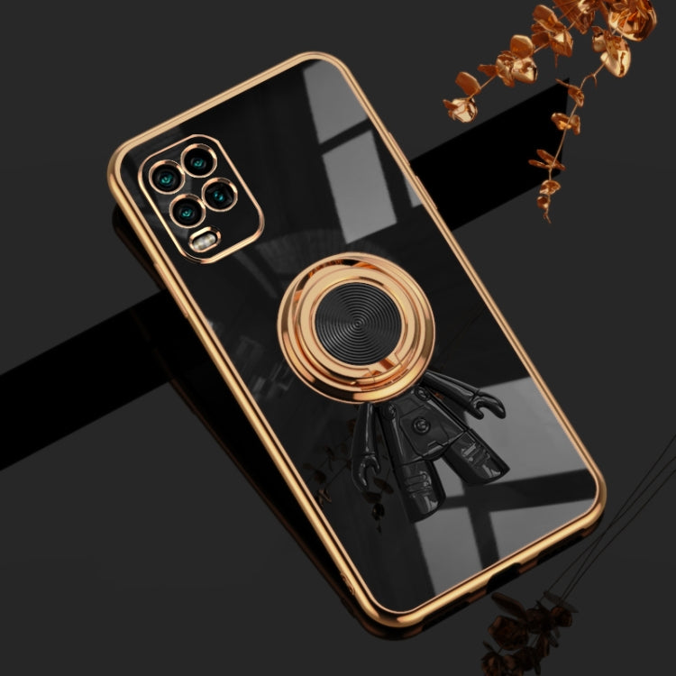 For Xiaomi Mi 10 Lite  5G 6D Plating Astronaut Ring Kickstand Phone Case