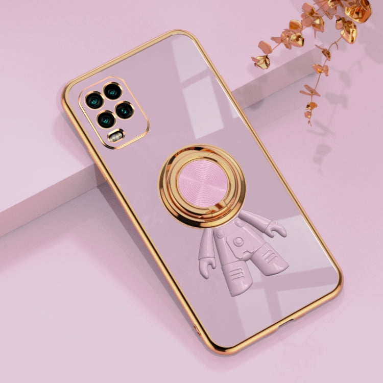 For Xiaomi Mi 10 Lite  5G 6D Plating Astronaut Ring Kickstand Phone Case