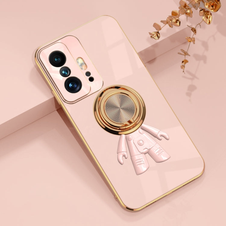 For Xiaomi 11T 6D Plating Astronaut Ring Kickstand Phone Case