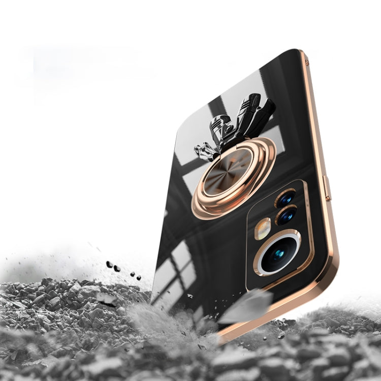 For Xiaomi 12 6D Plating Astronaut Ring Kickstand Phone Case