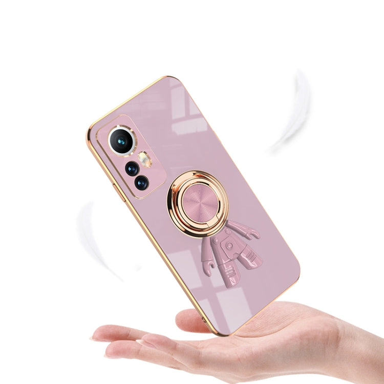For Xiaomi 12 Pro 6D Plating Astronaut Ring Kickstand Phone Case