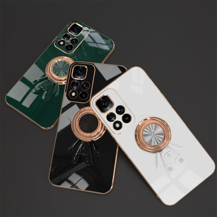 For Xiaomi Redmi Note 11 Pro 4G 6D Plating Astronaut Ring Kickstand Phone Case