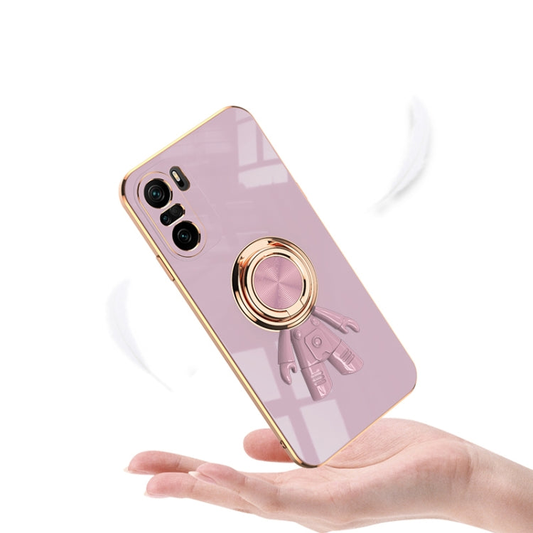For Xiaomi Redmi K40 6D Plating Astronaut Ring Kickstand Phone Case