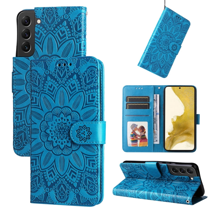 For Samsung Galaxy S22 5G Embossed Sunflower Leather Phone Case