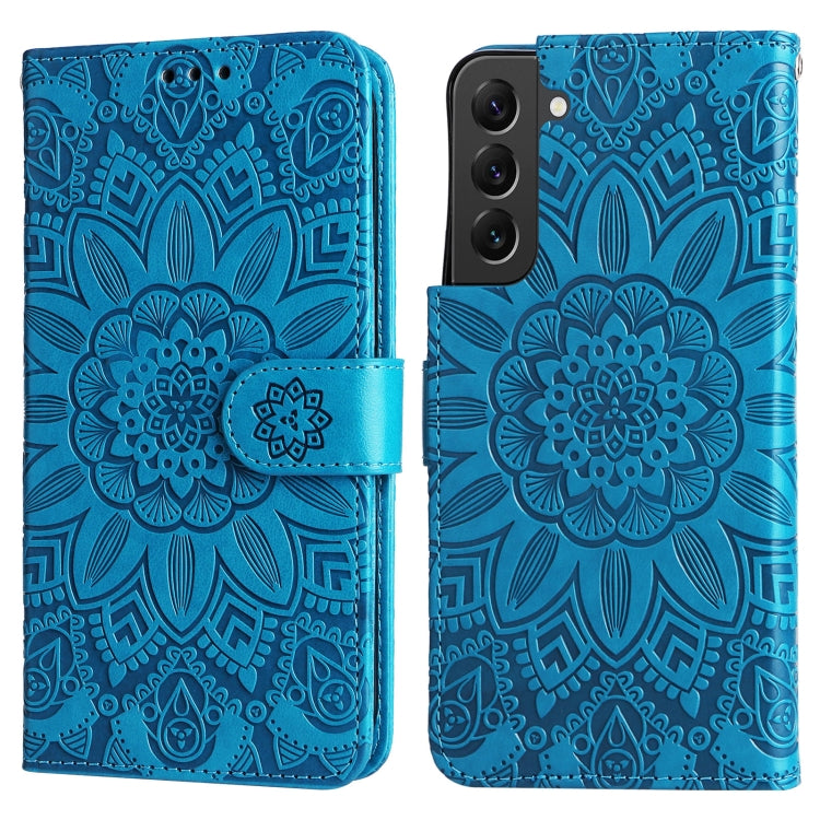 For Samsung Galaxy S22 5G Embossed Sunflower Leather Phone Case