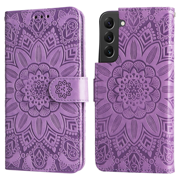 For Samsung Galaxy S22 5G Embossed Sunflower Leather Phone Case