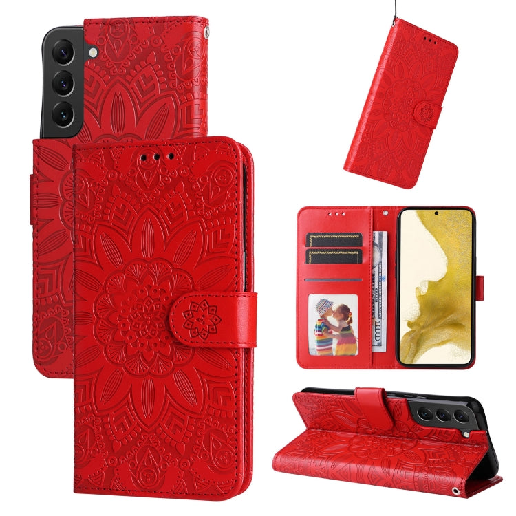 For Samsung Galaxy S22 5G Embossed Sunflower Leather Phone Case