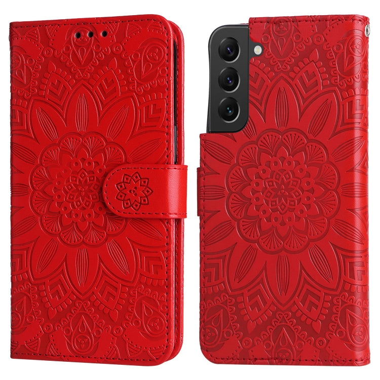 For Samsung Galaxy S22 5G Embossed Sunflower Leather Phone Case