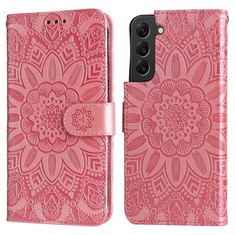 For Samsung Galaxy S22+ 5G Embossed Sunflower Leather Phone Case