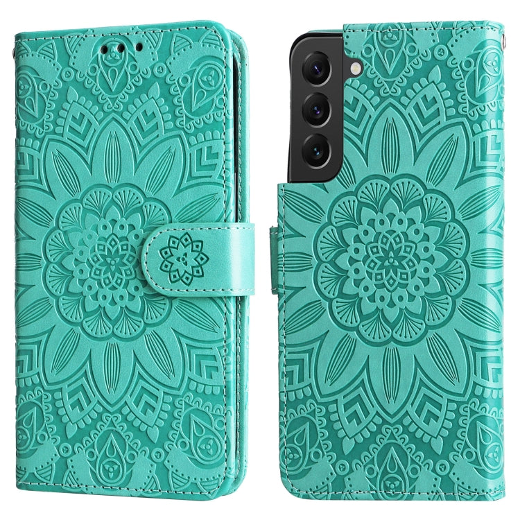 For Samsung Galaxy S22+ 5G Embossed Sunflower Leather Phone Case