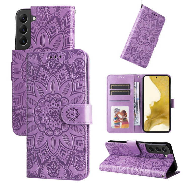 For Samsung Galaxy S22+ 5G Embossed Sunflower Leather Phone Case