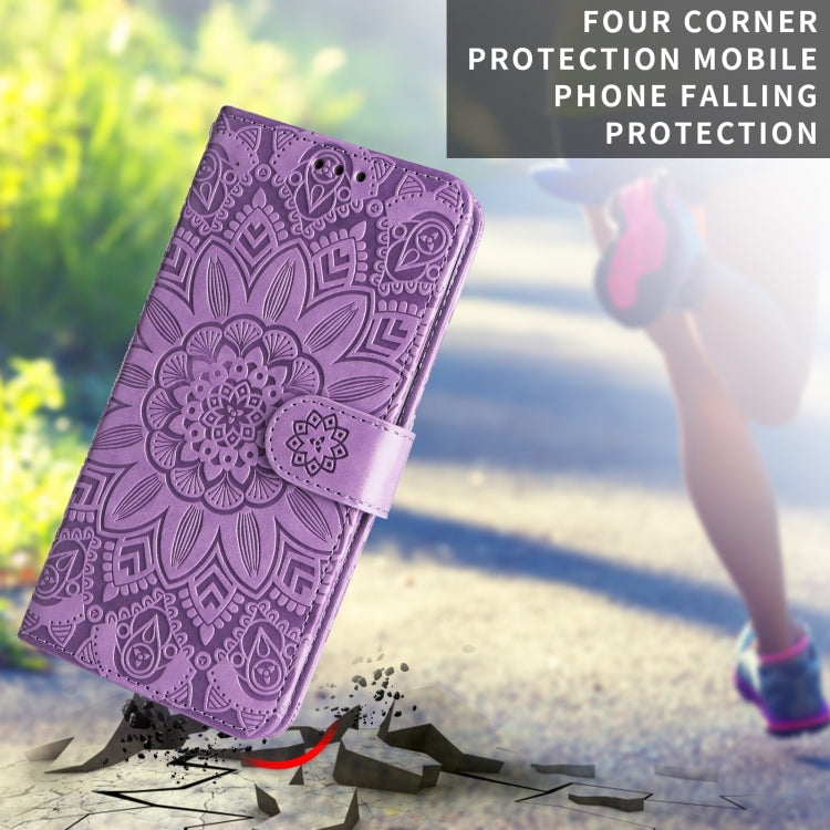 For Samsung Galaxy S22+ 5G Embossed Sunflower Leather Phone Case