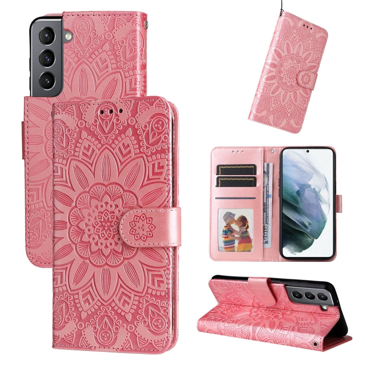 For Samsung Galaxy S21 5G Embossed Sunflower Leather Phone Case